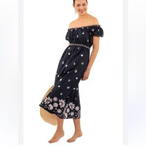 GRETCHEN SCOTT WOMENS BIG LOVE MAXI DRESS NAVY BLUE WHITE EMBROIDERY MEDIUM